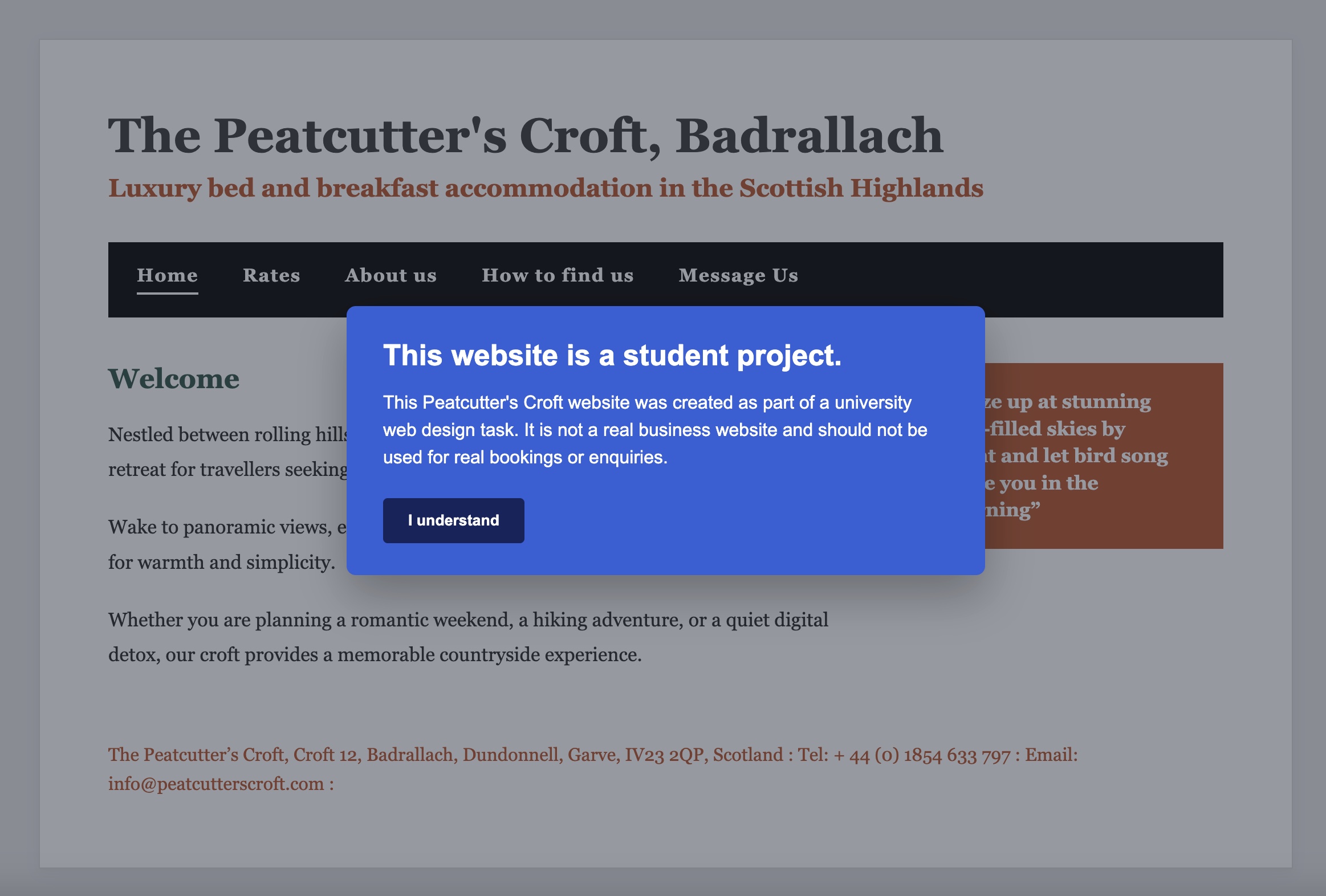 Screenshot preview of The Peatcutter's Croft project